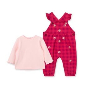 NWT - Little Me - Girls Floral Posey Overall 2 Piece Set
